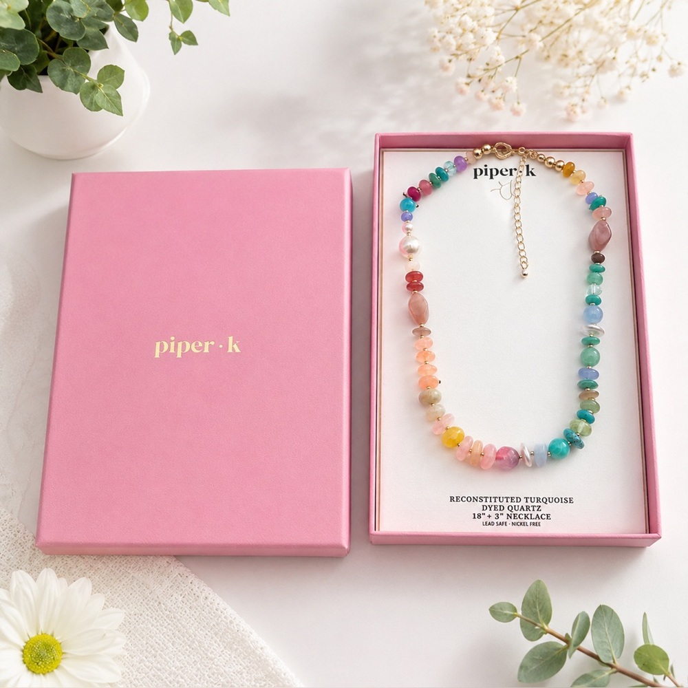 *New* Piper K Reconstituted Turquoise & Dyed Quartz Multi-Color Necklace